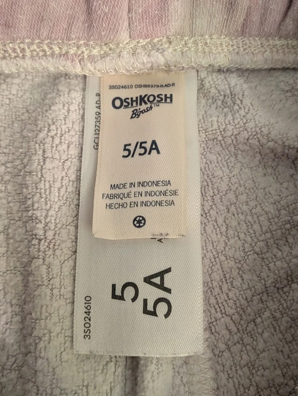 Oshkosh B'Gosh girls purple and white tie dye sweatpant joggers, 5t